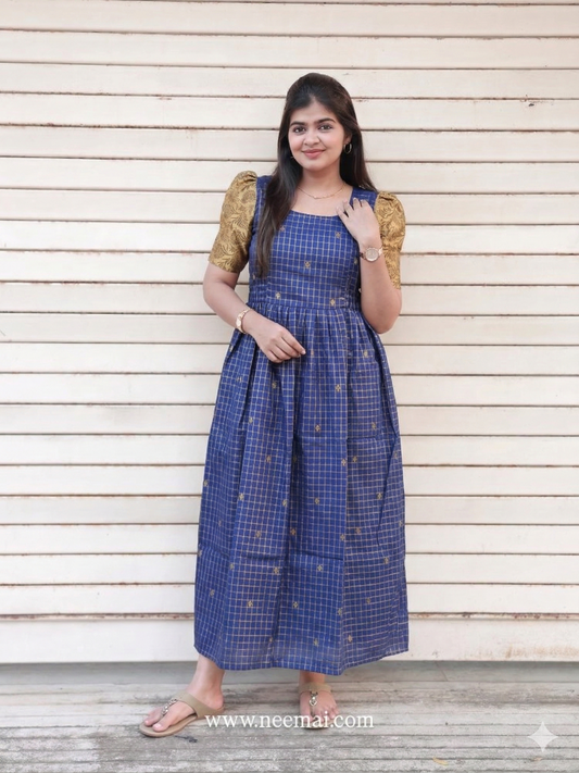 feeding gowns for festival occasions with chettinad checks , summer friendly function wear, plus size ethnic outfit