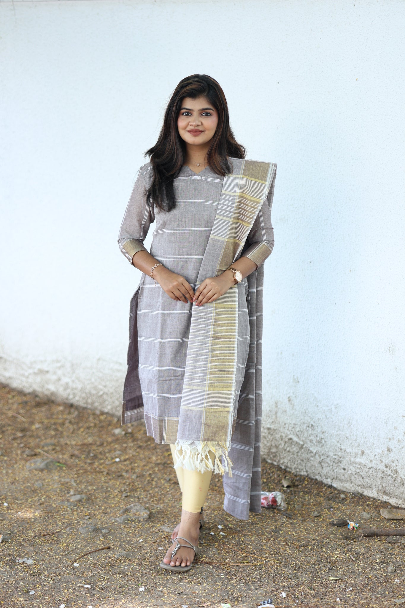 2 pc set - Top and Dupatta - Dove Mist - neemai