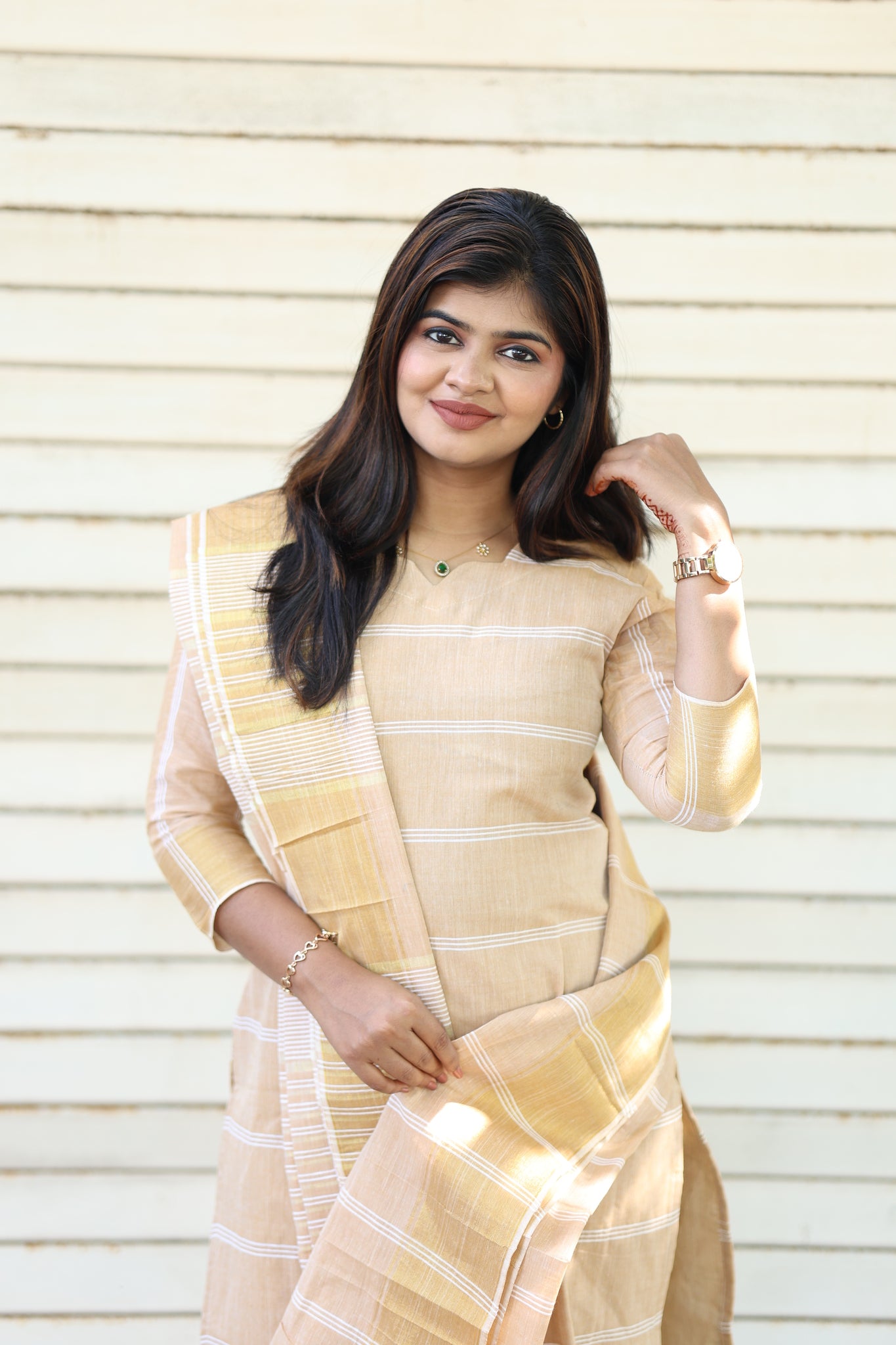 2 pc set - Top and Dupatta - Sand Whisper - neemai