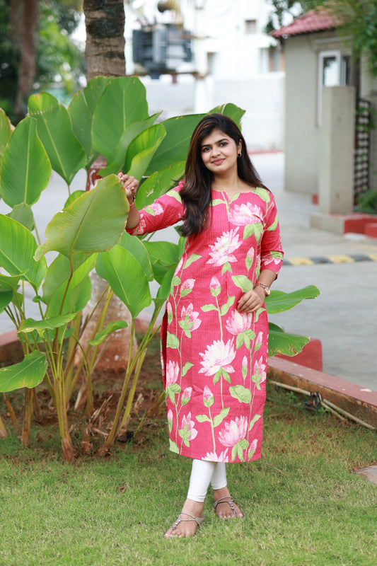 Top/Kurti - Raspberry - neemai