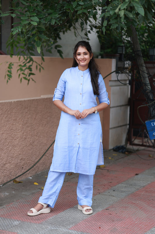 Blue Coordset - Blue and white stripes - neemai