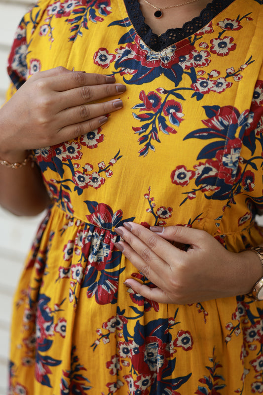 Maternity Gown - Mustard charm - neemai