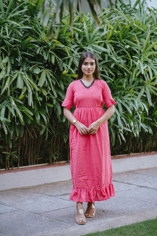 Maternity Gown - Coral Rose - neemai