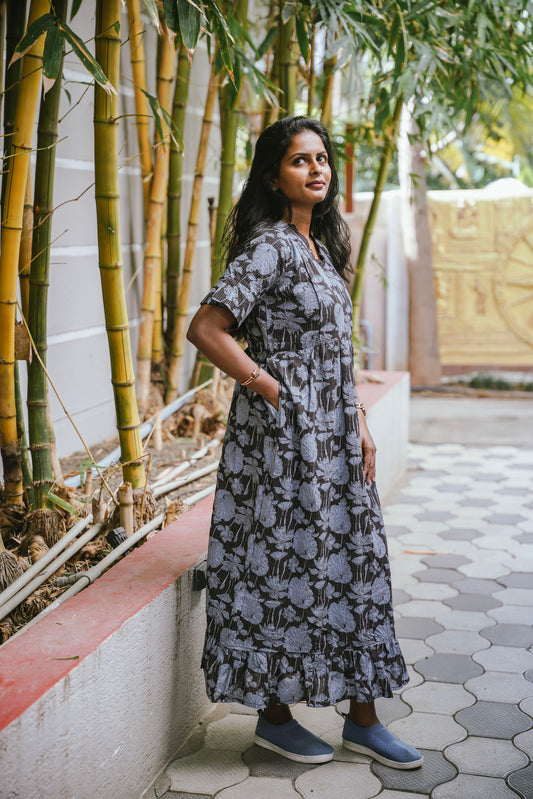 Maternity Gown - Midnight Bloom - neemai