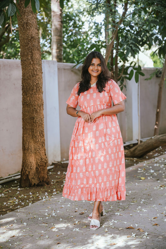 Maternity Gown - Coral Whisper - neemai