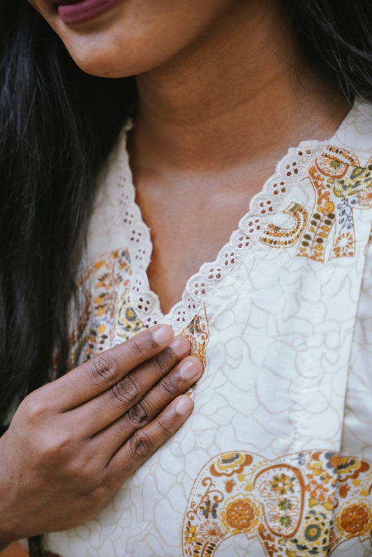 Maternity Gown - Golden Elephant - neemai