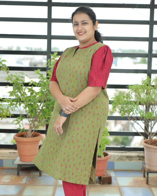 Office wear kurti - Olive - neemai