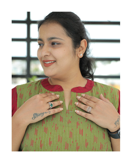 Office wear kurti - Olive - neemai