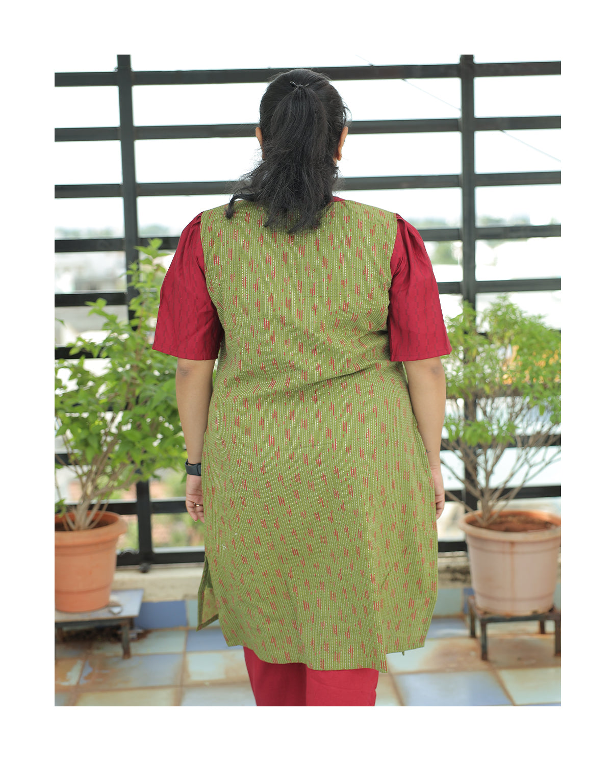 Office wear kurti - Olive - neemai