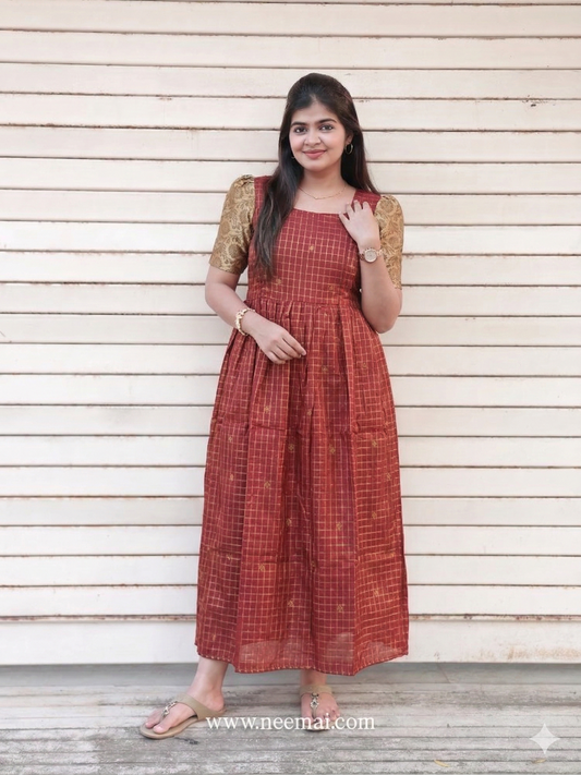 Raw silk Maternity Maxi/Gown - Festival Collection - Traditional maternity function wear, Pregnancy function outfit, Soft raw silk with neemai