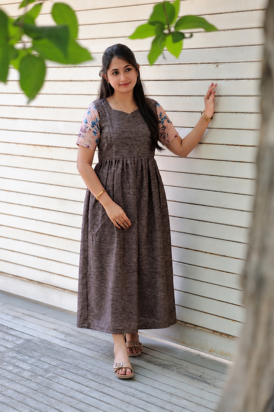 Kadhi silk - Double side zip Maternity Maxi/Gown - Festival Collection - Kadhi blue