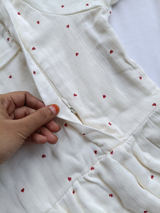 Premium Muslin- Feeding/ Maternity Maxi/Gown - Cotton lining /Double side zip - Mini Heart