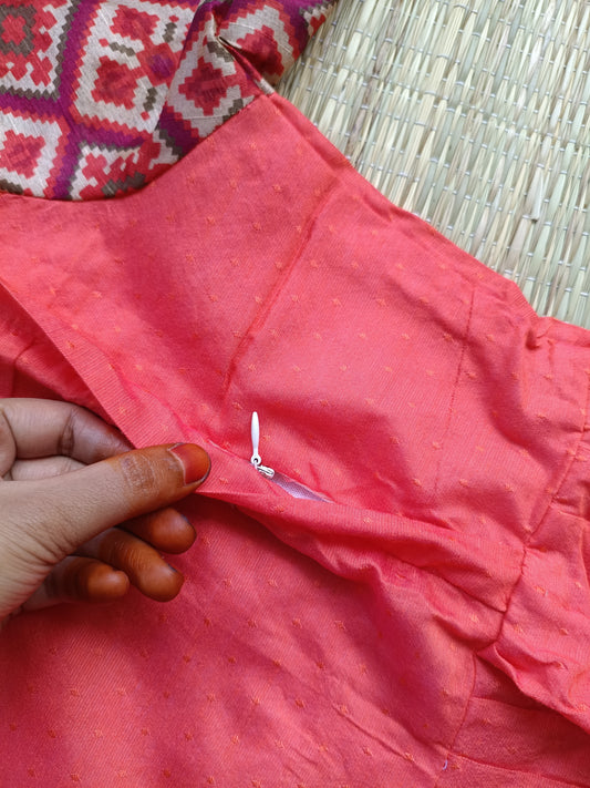Soft silk - Double side zip Maternity Maxi/Gown - Festival Collection - Orange Patola