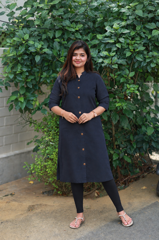 Navy Princess - Double side zip feeding | A line kurti