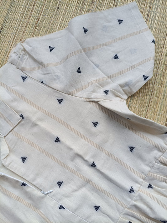 Prewashed Premium South Cotton | Casual | Maternity Dress | Center zip | White and Black butta