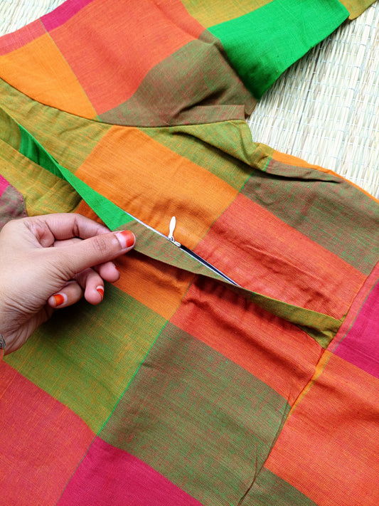 Madras check/ cotton Maternity 2 pc chudidhar set [ Top with double side zip, and Pant- multi color