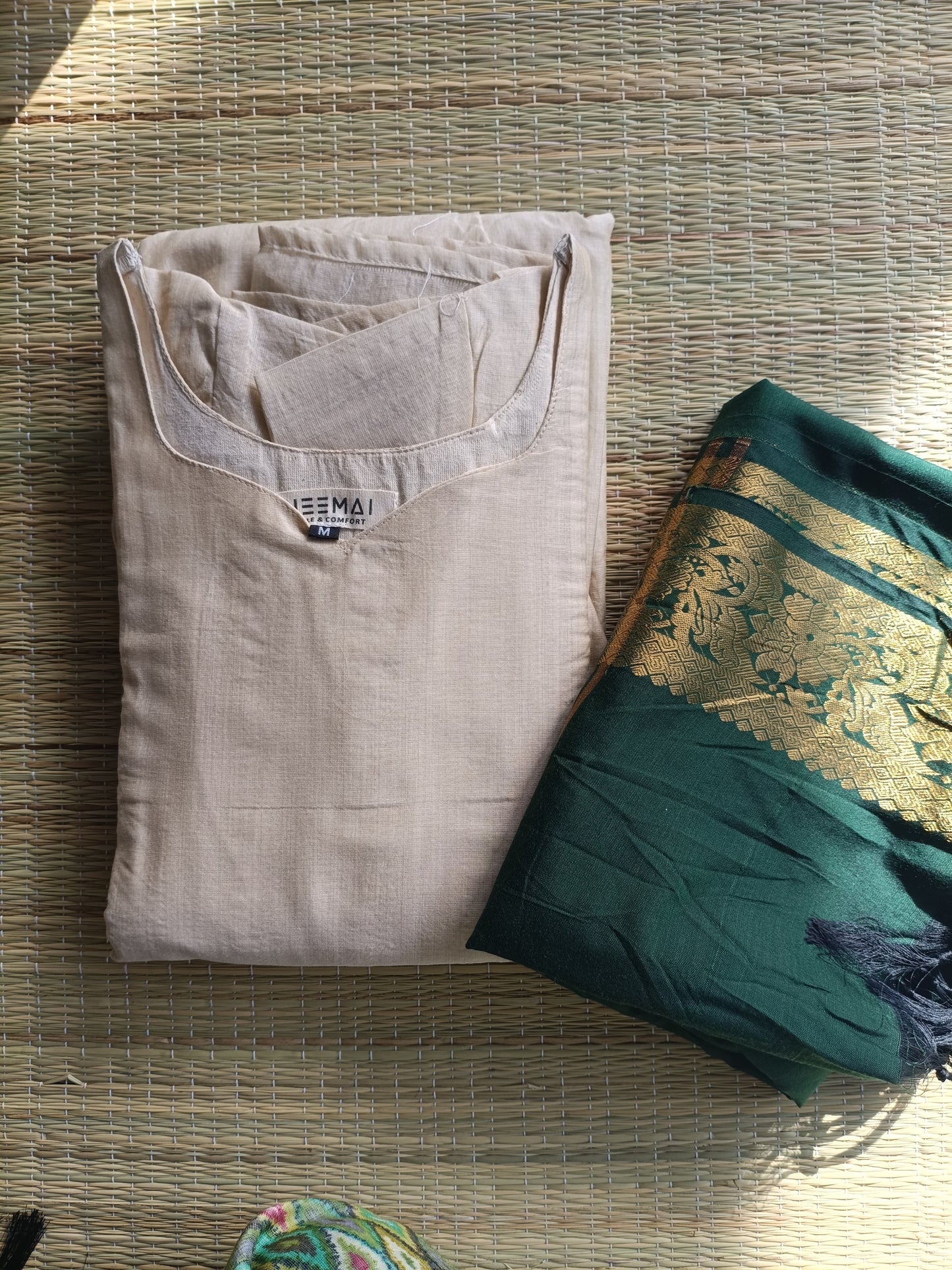 Silk Dupatta - Green - only Dupatta
