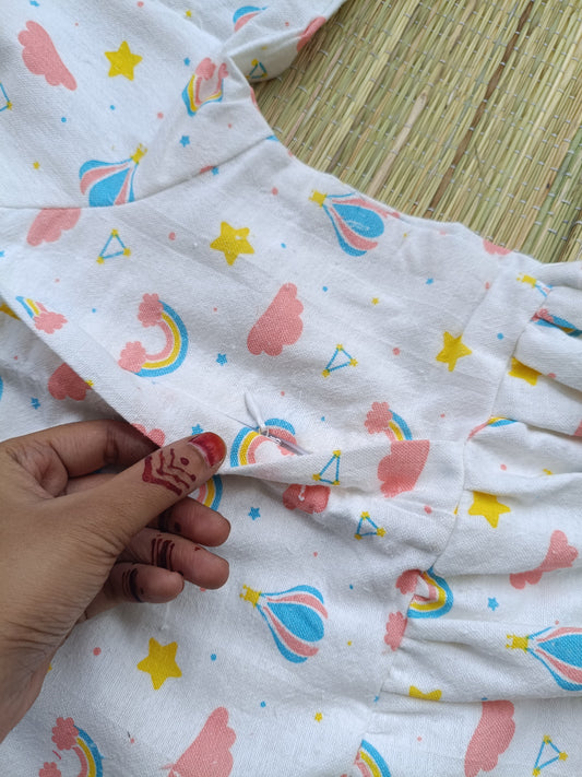 Cotton - Feeding/ Maternity Maxi/Gown - Cotton lining /Double side zip - Mini Rainbow - Photoshoot