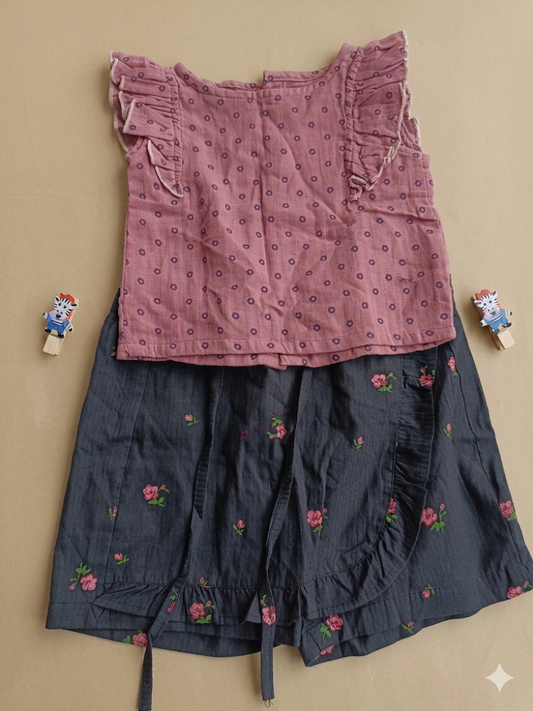 4 to 5 Years Girl baby Coord set dress- Cotton ( Pack of two)