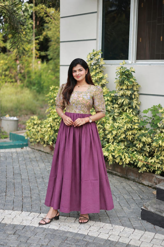 Raw silk Maternity Maxi/Gown in center zip - Festival Collection- Full cotton lining - Rose green