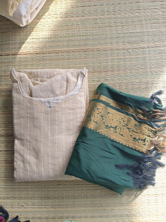 Silk Dupatta - Green - only Dupatta