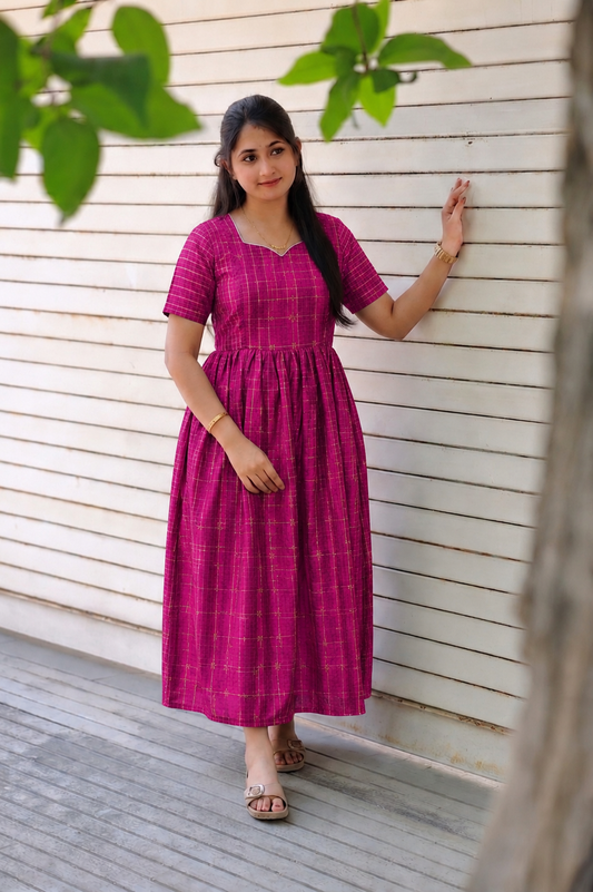 Raw silk Maternity Maxi/Gown - Festival Collection - Rani Pink