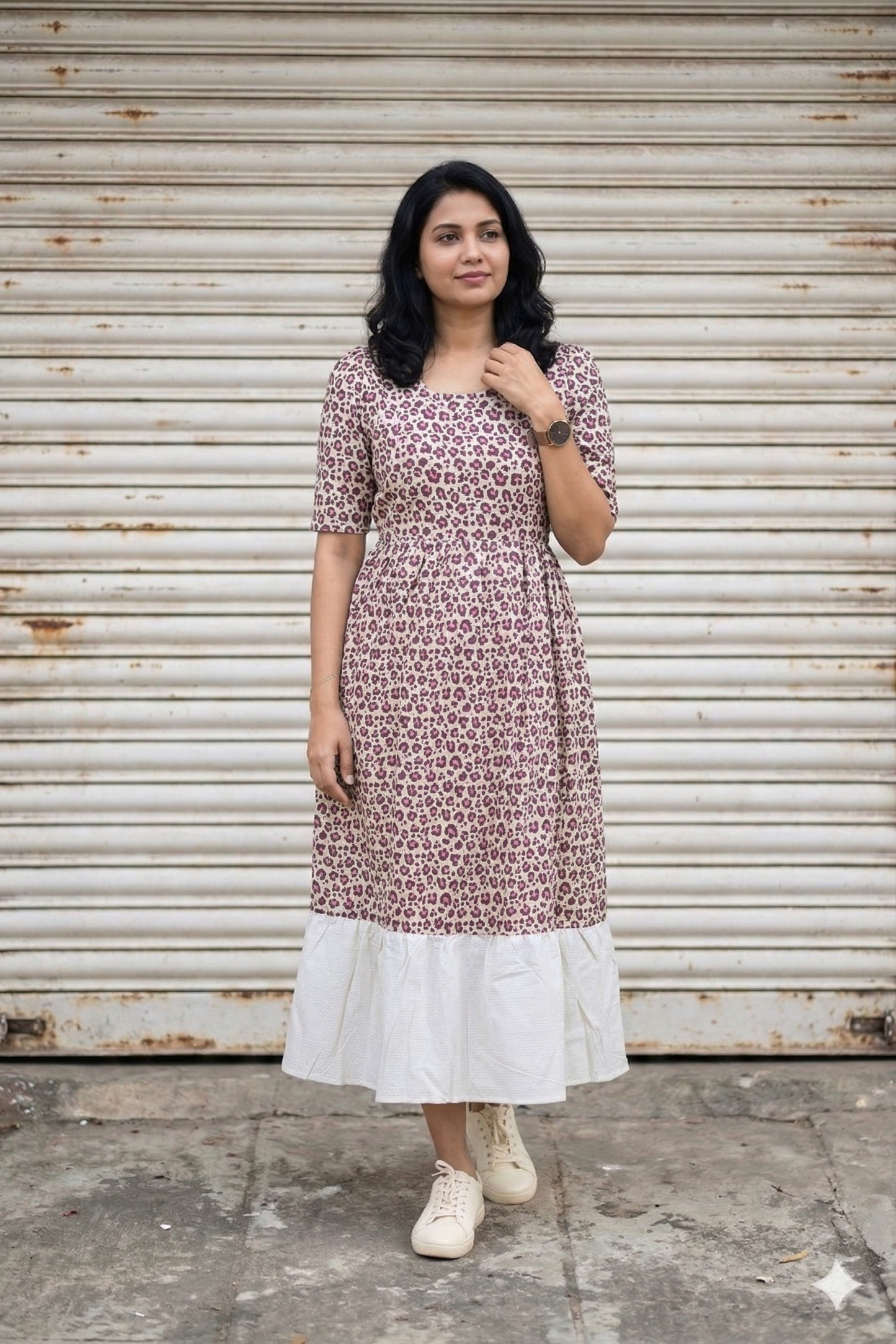 Cotton - Maternity / Feeding - Maxi/Gown - Cotton Lining - Double side Zips - cheetah