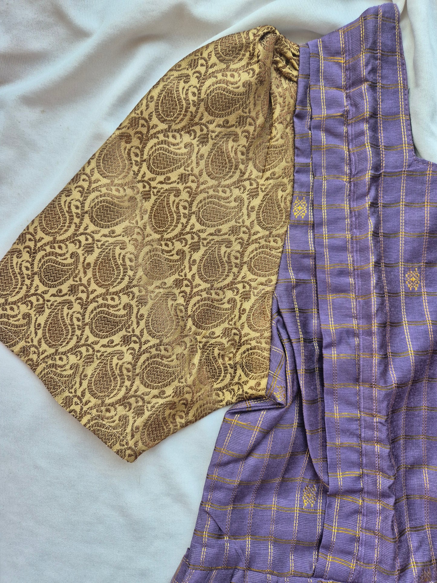 Raw silk Maternity Maxi/Gown - Festival Collection - Chettinad Pastel purple checks