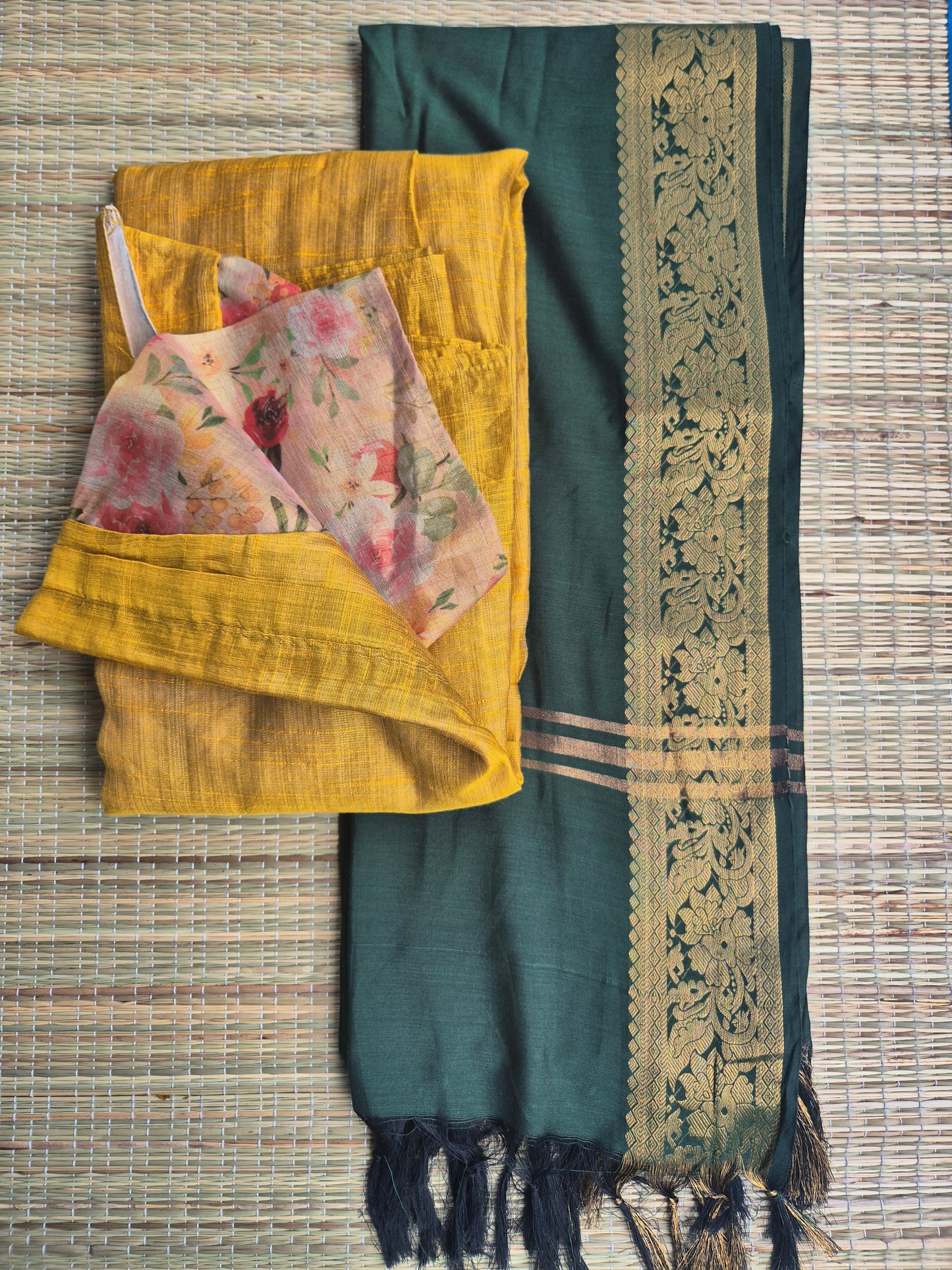 Silk Dupatta - Green - only Dupatta