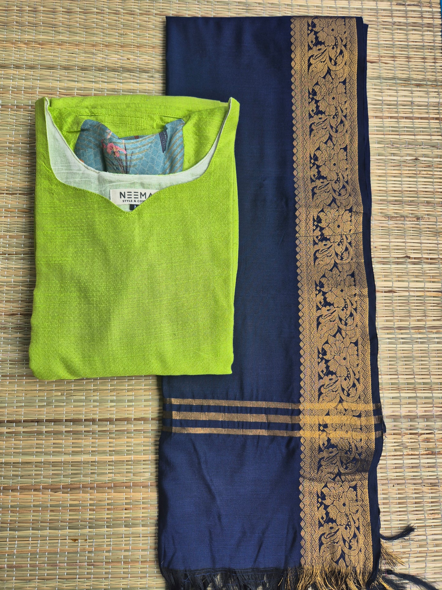 Silk Dupatta - Ink blue - Only Dupatta