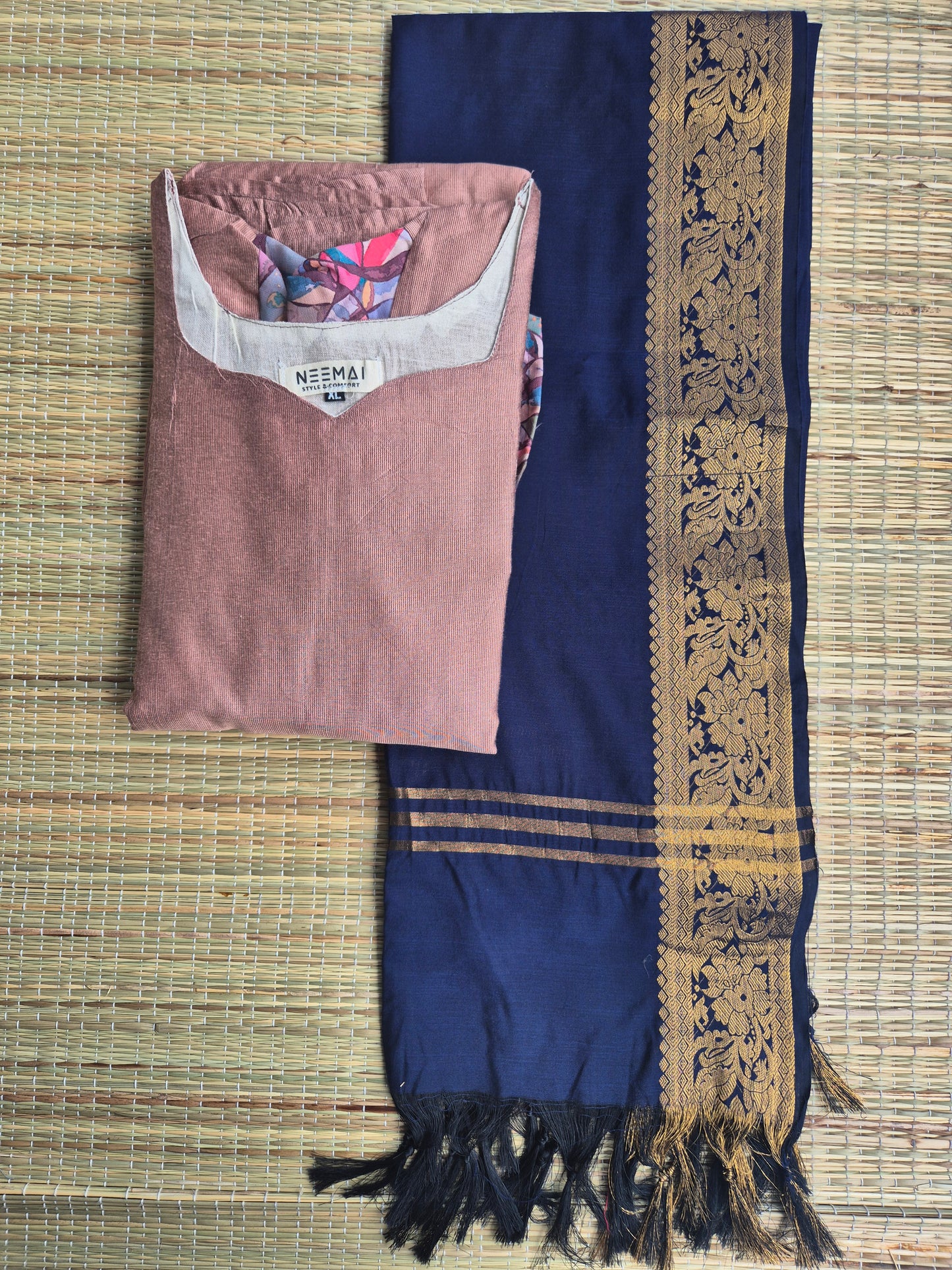 Silk Dupatta - Ink blue - Only Dupatta