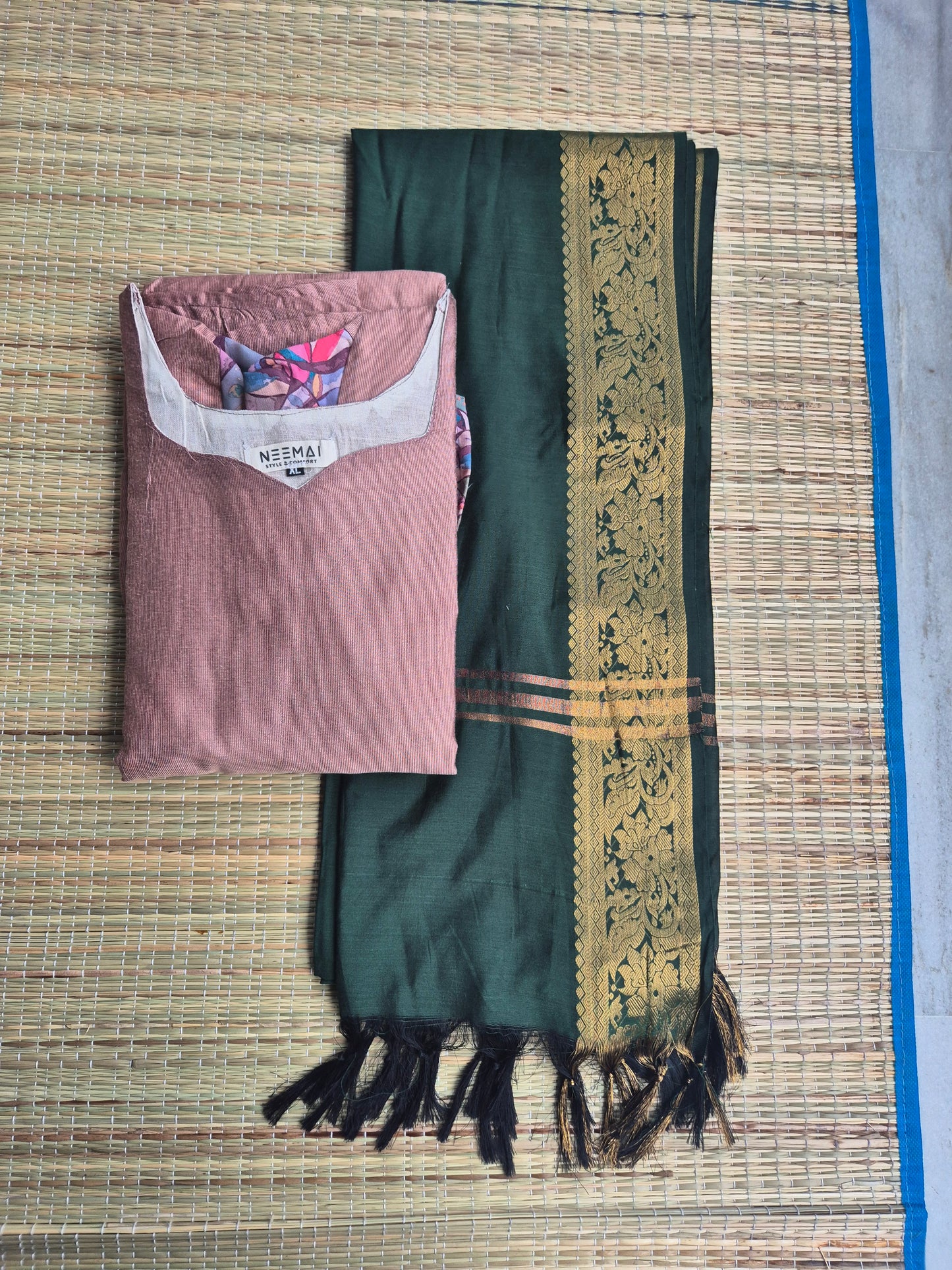 Silk Dupatta - Green - only Dupatta