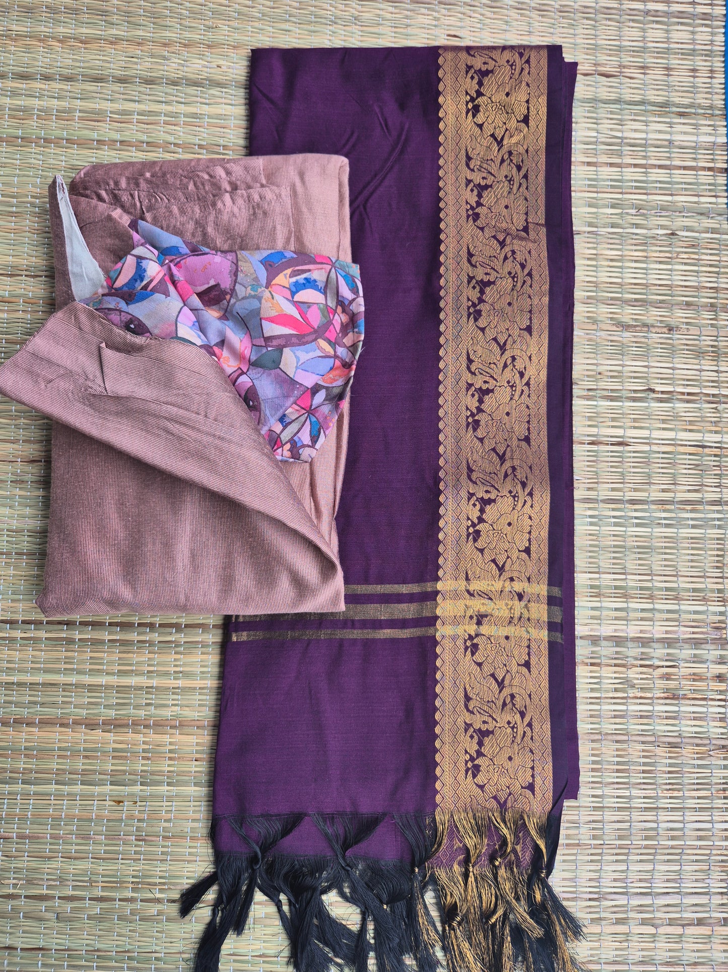 Silk Dupatta - Purple