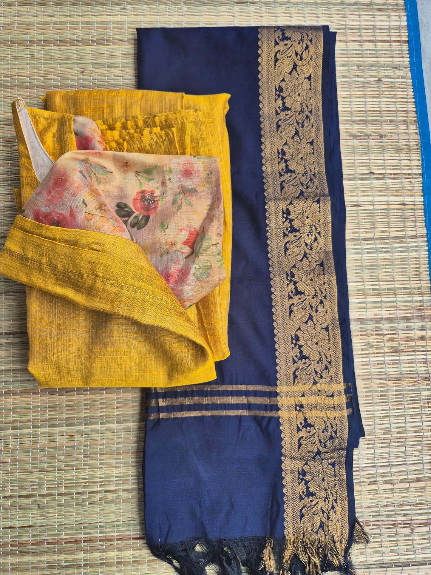 Silk Dupatta - Ink blue - Only Dupatta