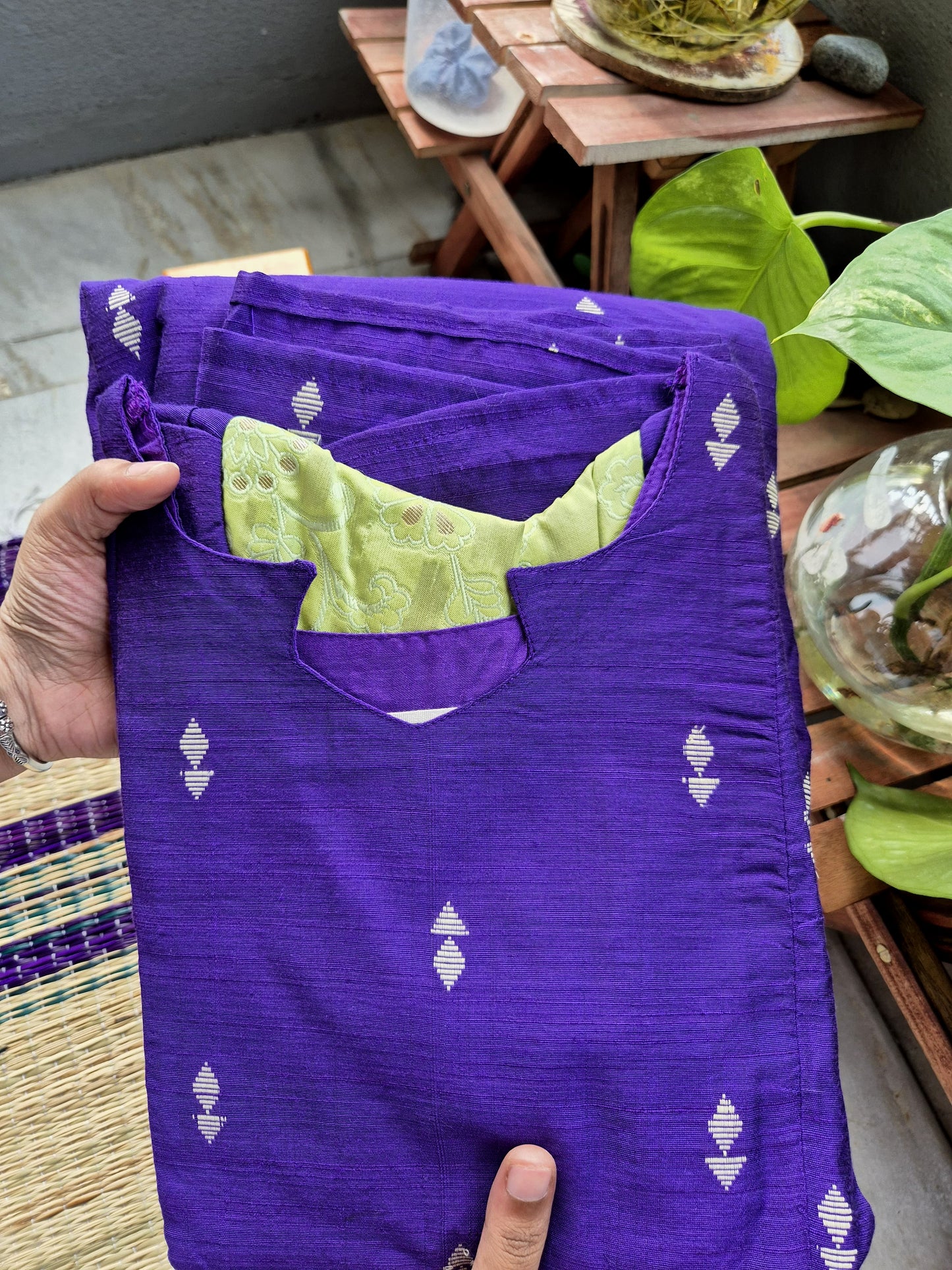 Raw Silk Maternity Feeding Gown| Maxi – Violet | Double Side Zip