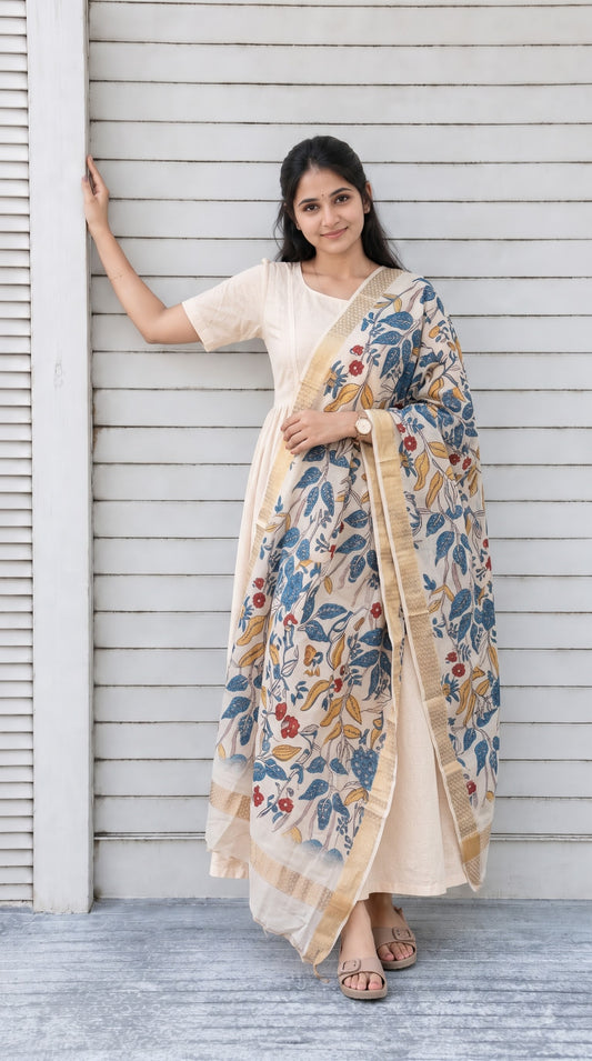 Maternity / Feeding Maxi/Gown - Full cotton lining- Extremely lightweight - Photoshoot maxi - with Dupatta