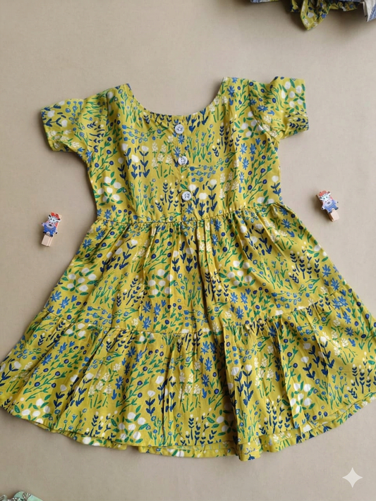 Girl baby dress- Cotton -  Light Green