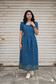 Handloom Jamdani - Maternity / Feeding - Maxi/Gown - Cotton Lining - Double side Zips -Rama Green - last pc in 4xl