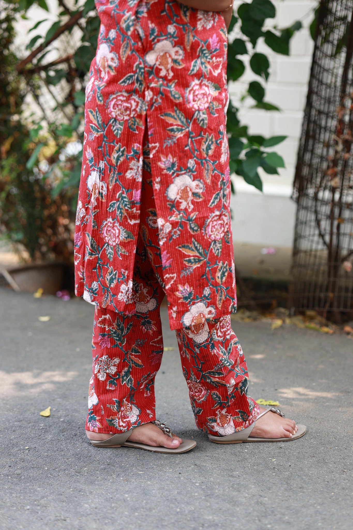 Co-ord set - Red floral maternity and office wear co ord set with matching printed pants