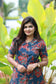 Co-ord set - Navy blue floral maternity and regular wear kurta pant set, feeding access and side pocket.