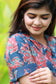 Co-ord set - Navy blue floral cotton maternity and daily wear kurta with short sleeves