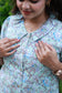 Co-ord set - Mint green floral maternity kurta with front button feeding access and soft collar