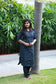 Co-ord set - Navy blue ikat printed cotton maternity and daily wear co-ord set with relaxed silhouette.