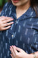 Co-ord set - Maternity kurta with front button feeding access in navy ikat print.