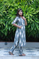 Co-ord set- Grey ikat printed maternity two-piece set with comfortable fabric and relaxed fit, everyday wear.