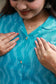 Co-ord set - Teal cotton maternity kurta pant set with front open feeding friendly buttons.