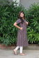 Navy blue printed maternity kurti with mom-friendly feeding buttons and side pocket.