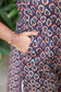 Side pocket detail on Navy blue printed maternity/ feeding kurti.