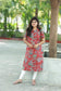 Kurti - Red printed maternity kurti with collar design, breathable cotton fabric and feeding friendly buttons.