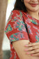 Kurti - Short sleeve detailing in red coloured floral nursing kurti.